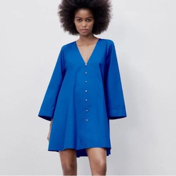 ZARA VOLUMINOUS MINI DRESS - Picture 1 of 9